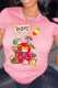Pink Casual Character Print Letter O Neck T-Shirts