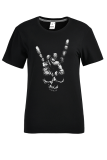 Black Street Vintage Print Skull Patchwork O Neck T-Shirts