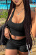 Black Casual Solid Patchwork U Neck Sleeveless Two Pieces