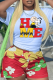 White Street Cute Character Patchwork O Neck T-Shirts