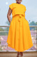 Yellow Elegant Solid Patchwork Flounce O Neck Short Sleeve Two Pieces(With Belt)