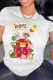 White Casual Character Print Letter O Neck T-Shirts