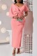 Pink Casual Solid Patchwork Slit V Neck Evening Dress Dresses