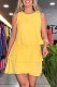 Yellow Casual Solid Patchwork O Neck Sleeveless Dress Dresses