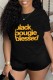 Black Casual Letter Print Basic O Neck T-Shirts