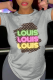 Grey Street Print Patchwork Letter O Neck T-Shirts
