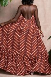 Blue Sexy Casual Print Backless Spaghetti Strap Long Dress Dresses