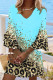 Cyan Casual Print Patchwork V Neck Long Sleeve Dresses