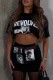 White Casual Print Basic O Neck Short Sleeve Two Pieces