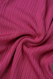Rose Red Sexy Casual Solid Backless V Neck Regular Jumpsuits