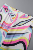Colour Casual Print Basic U Neck Sleeveless Two Pieces