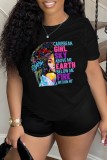 White Casual Print Basic O Neck T-Shirts