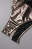 Silver Sexy Solid Hollowed Out Backless Swimwears