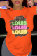 Orange Street Print Patchwork Letter O Neck T-Shirts