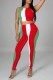 Multicolor Casual Patchwork Contrast O Neck Sleeveless Two Pieces