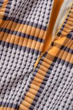 Orange Casual Work Elegant Plaid Print Patchwork Shirt Collar Skinny Jumpsuits