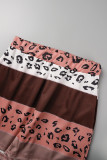 Multicolor Casual Print Patchwork O Neck Short Sleeve Two Pieces