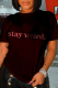 Black Casual Street Print Patchwork O Neck T-Shirts