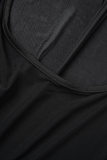 Black Sexy Butterfly Patchwork See-through Backless O Neck Long Sleeve Dresses
