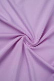 Purple Sexy Solid Hollowed Out Backless U Neck Strapless Dress Dresses