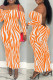 Orange Casual Print Backless Off the Shoulder Long Dress Dresses