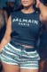 Green Street Print Letter O Neck Sleeveless Two Pieces