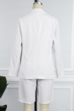 White Casual Solid Basic Two Lapel Long Sleeve Two Pieces