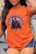 Orange Casual Daily Print Skull Patchwork O Neck T-Shirts