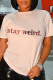 White Casual Street Print Patchwork O Neck T-Shirts