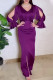 Purple Elegant Solid Fold Cut Out Zipper V Neck Wrapped Skirt Dresses