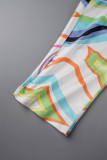 Colour Casual Print Basic U Neck Sleeveless Two Pieces