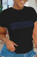 Black Casual Street Print Patchwork Letter T-Shirts