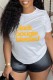 White Casual Letter Print Basic O Neck T-Shirts
