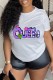 White Casual Letter Print Basic O Neck T-Shirts