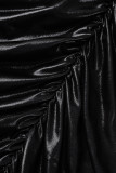 Black Sexy Solid Backless Halter Sleeveless Dress Dresses