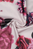Champagne Sexy Print Backless Oblique Collar Long Dress Dresses