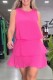 Rose Red Casual Solid Patchwork O Neck Sleeveless Dress Dresses
