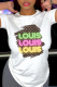 White Street Print Patchwork Letter O Neck T-Shirts