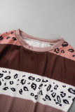 Multicolor Casual Print Patchwork O Neck Short Sleeve Two Pieces