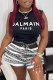 Black Street Print Letter O Neck Sleeveless Two Pieces