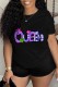 Black Casual Letter Print Basic O Neck T-Shirts