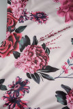 Champagne Sexy Print Backless Oblique Collar Long Dress Dresses