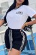 Black Casual Print Patchwork Letter O Neck Short Sleeve Two Pieces