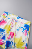 Multicolor Casual Print Tie Dye Basic O Neck Short Sleeve Two Pieces