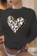 Black Casual Daily Print Patchwork O Neck Tops