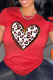 Red Casual Street Print Patchwork O Neck T-Shirts
