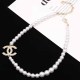 White Gold Elegant Letter Pearl Necklaces