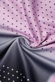 Purple Sexy Print Hollowed Out O Neck Skinny Romper