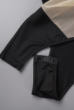 Black Sexy Street Solid See-through Backless Halter Skinny Bodysuits