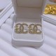Gold Simplicity Letter Patchwork Rhinestone Earrings
